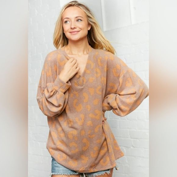 Taupe Animal Print Top - Picture 2 of 4